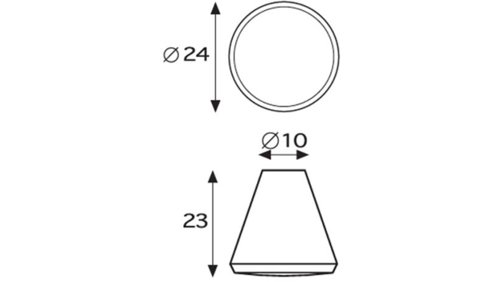 Moebelknopf-Hambuehren-chrom-Kunststoff-laenge-24-48664-technische-zeichnung Knopf Hambühren Kunststoff metallisiert - chrom - 24 mm lang vor weißem Hintergrund