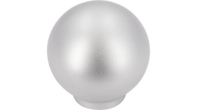 Knopf Hamm Kunststoff weißaluminium - 34 mm lang  vor weißem Hintergrund