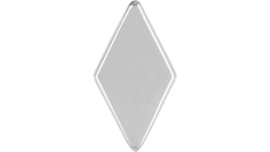 Knopf Harsewinkel Druckguss chrom glänzend - 40 mm lang  vor weißem Hintergrund