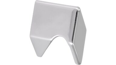 Knopf Harsewinkel Druckguss chrom glänzend - 40 mm lang  vor weißem Hintergrund
