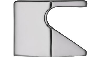 Knopf Harsewinkel Druckguss chrom glänzend - 40 mm lang  vor weißem Hintergrund