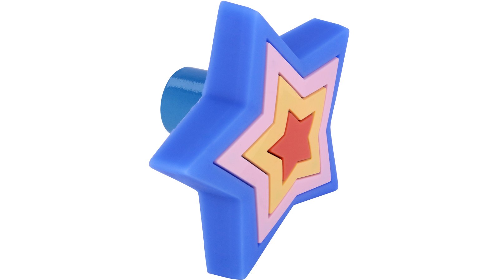 Knopf Hatten Softmaterial - Metallfuß blau-bunt - 49 mm lang  vor weißem Hintergrund