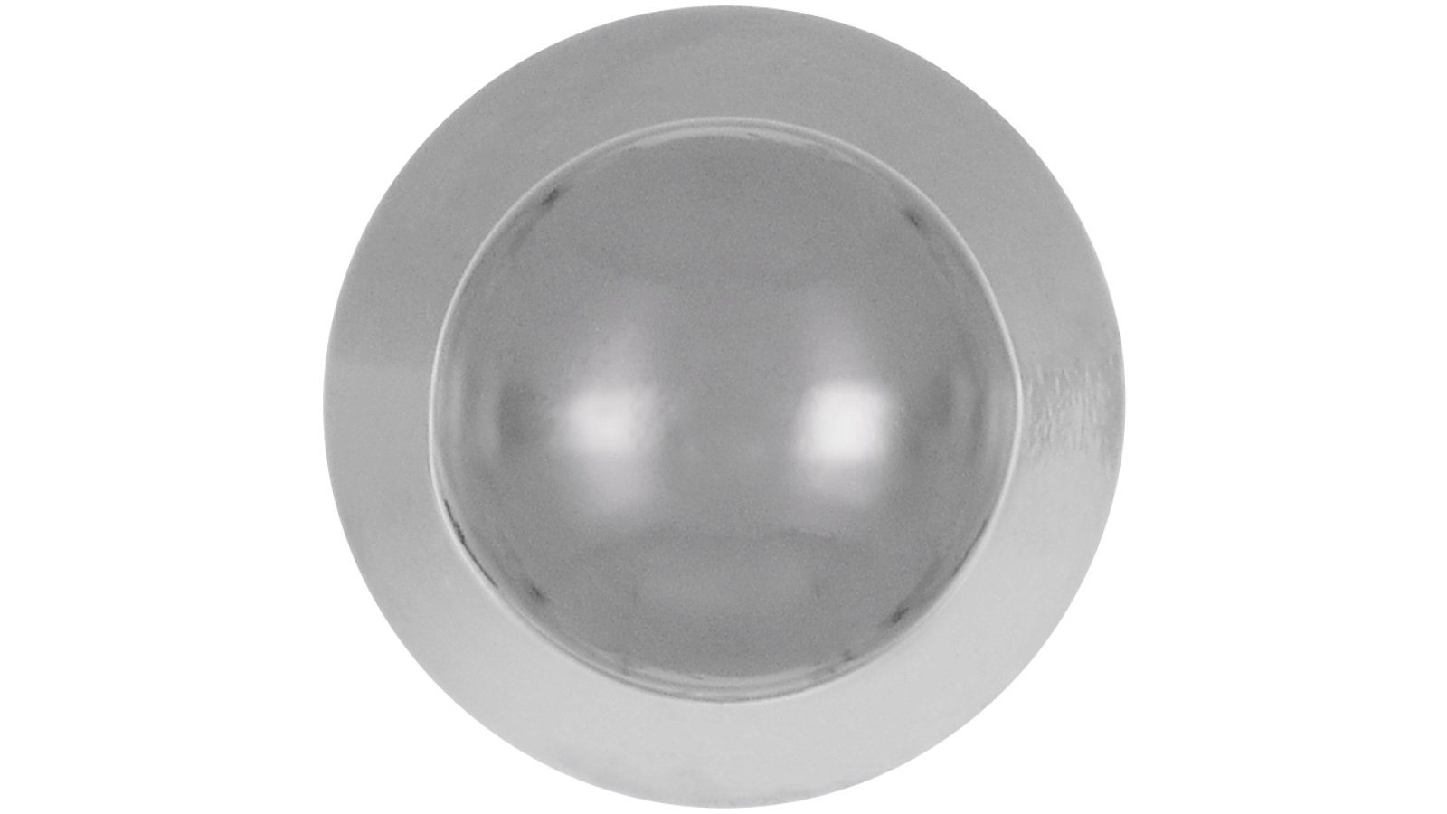 Knopf Herzberg Druckguss chrom glänzend - 11 mm lang  vor weißem Hintergrund