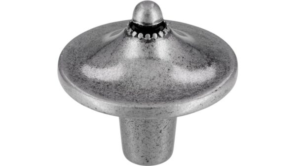 Knopf Hessisch-Oldendorf Druckguss altsilberfarbig - 33 mm lang  vor weißem Hintergrund
