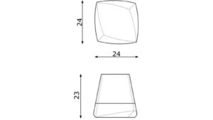 Knopf Hirschaid Kunststoff metallisiert chrom glänzend glaseffekt transparent klar - 23 mm lang  vor weißem Hintergrund