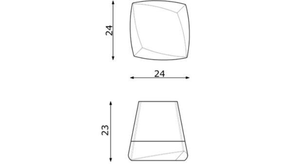 Knopf Hirschaid Kunststoff metallisiert chrom glänzend glaseffekt transparent klar - 23 mm lang  vor weißem Hintergrund