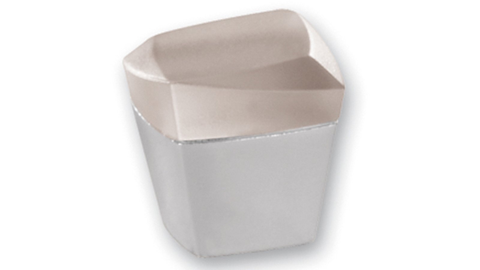 Knopf Hirschaid Kunststoff metallisiert chrom glänzend glaseffekt transparent klar - 23 mm lang  vor weißem Hintergrund