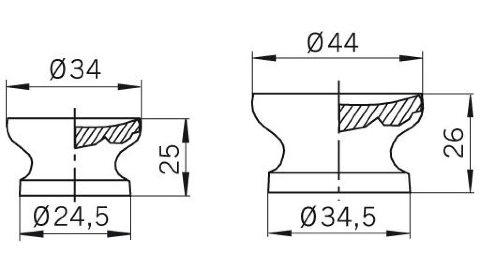 Knopf Ihlow Holz kiefer natur lackiert - 34 mm lang  vor weißem Hintergrund