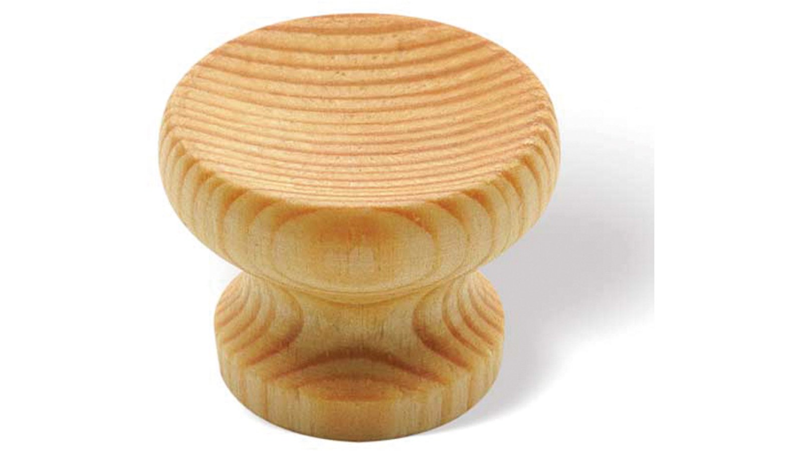 Knopf Ihlow Holz kiefer natur lackiert - 34 mm lang  vor weißem Hintergrund