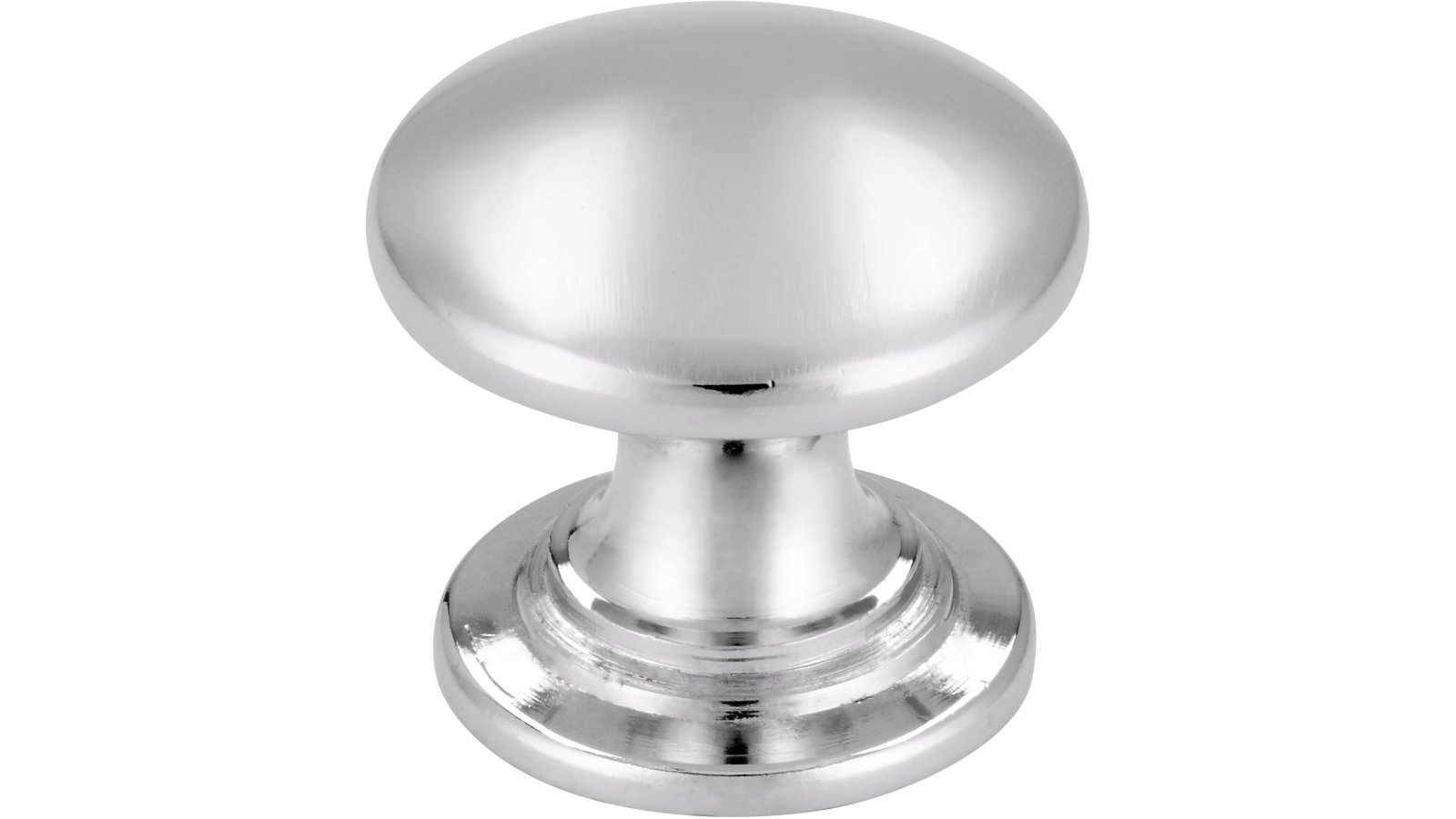 Knopf Jena Messing poliert verchromt - 20 mm lang  vor weißem Hintergrund