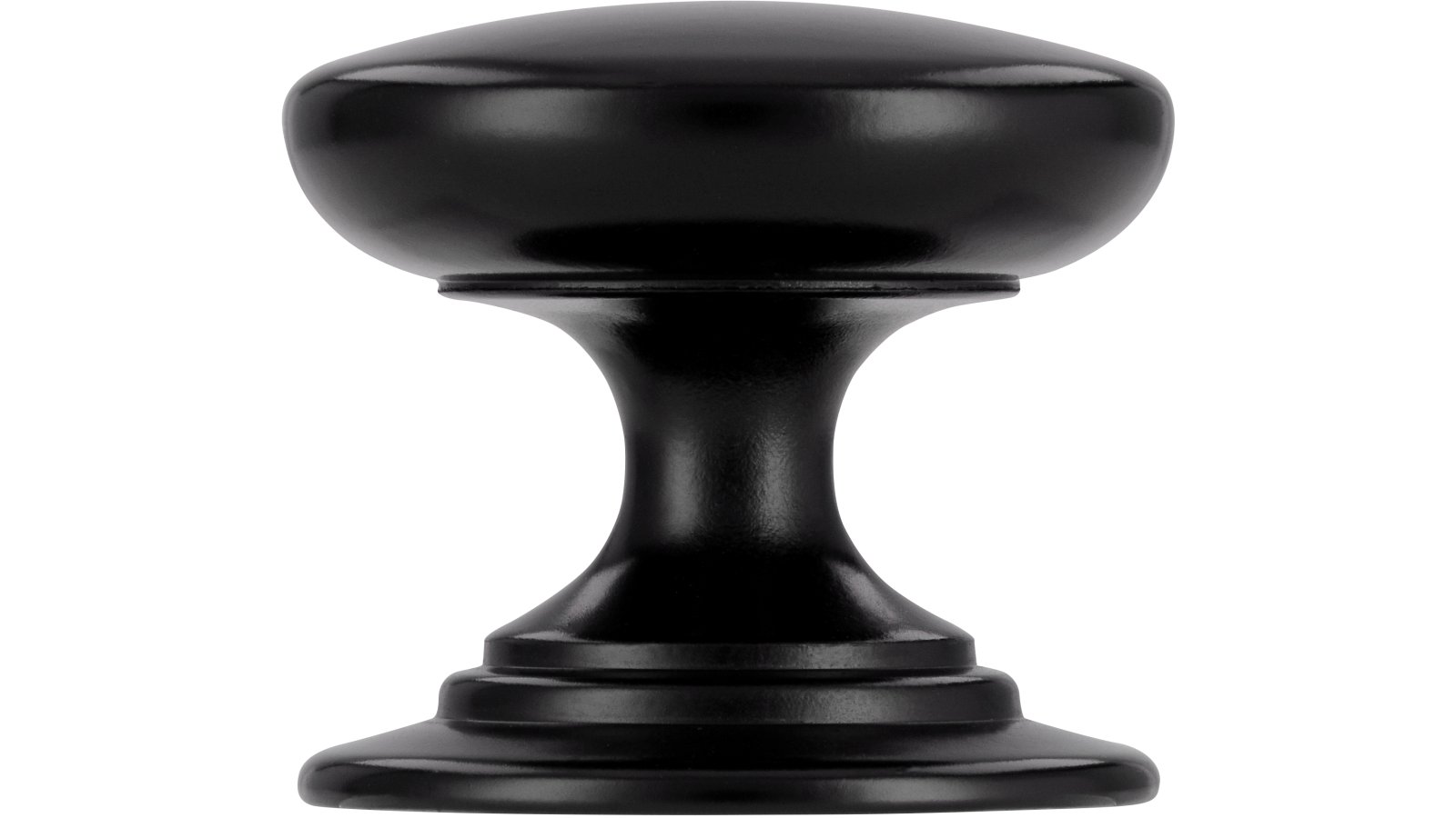 Knopf Kemberg Zamak schwarz matt pulverbeschichtet - 32 mm lang  vor weißem Hintergrund