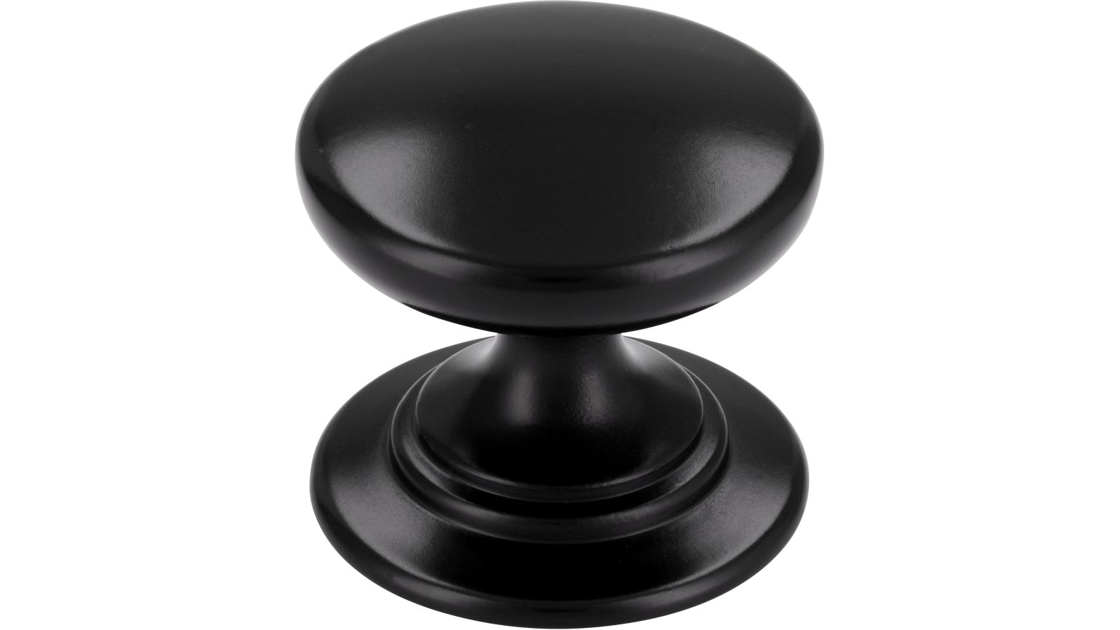 Knopf Kemberg Zamak schwarz matt pulverbeschichtet - 32 mm lang  vor weißem Hintergrund