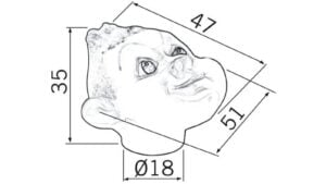 Knopf Kirchhundern Kunststoff mauro - 51 mm lang  vor weißem Hintergrund