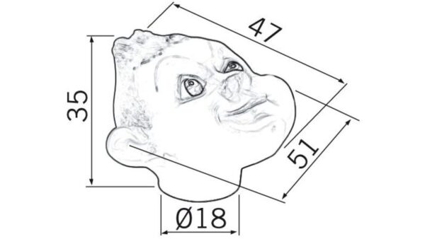 Knopf Kirchhundern Kunststoff mauro - 51 mm lang  vor weißem Hintergrund