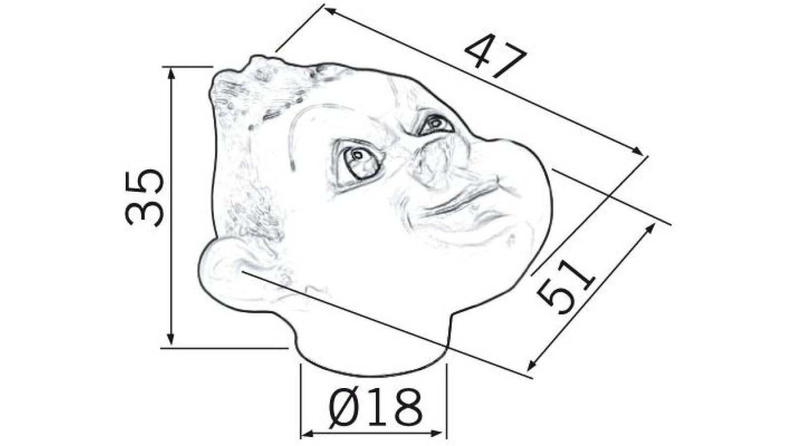 Knopf Kirchhundern Kunststoff mauro - 51 mm lang  vor weißem Hintergrund