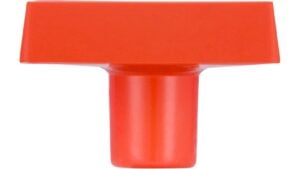 Knopf Kleinblittersdorf Softmaterial - Metallfuß bunt-orange - 40 mm lang  vor weißem Hintergrund