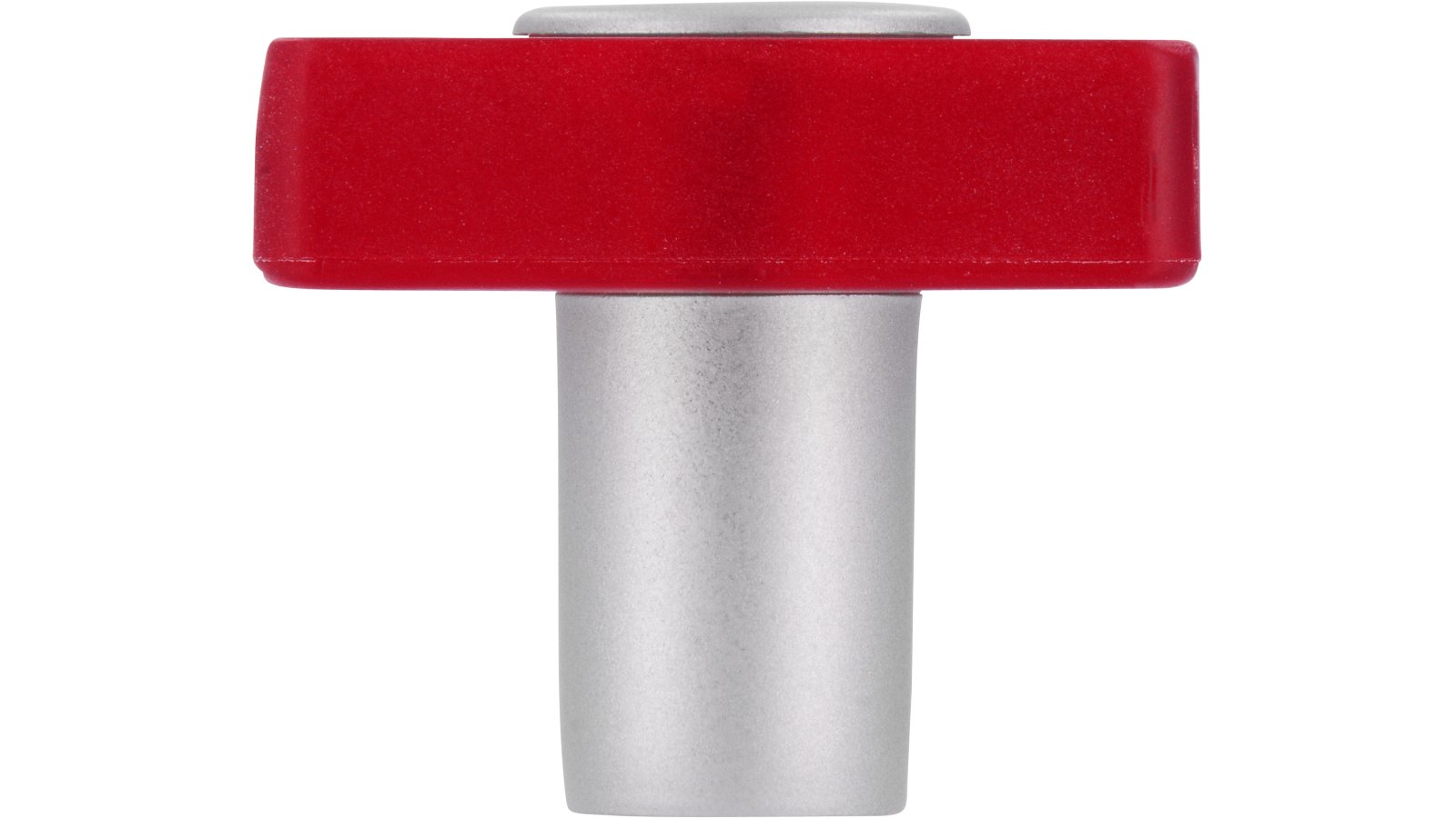 Knopf Köngen Kunststoff glaseffekt rot metallisiert weißaluminium - 30 mm lang  vor weißem Hintergrund