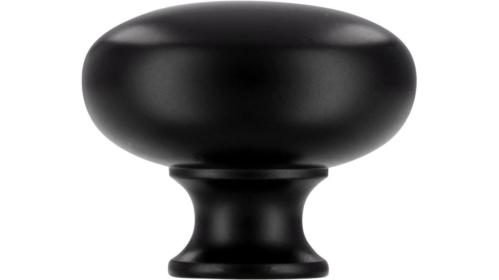 Knopf Königswinter Druckguss schwarz matt pulverbeschichtet - 32 mm lang  vor weißem Hintergrund