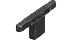 Knopf Leingarten Druckguss eisenfarbig getrommelt matt - 70 mm lang  vor weißem Hintergrund