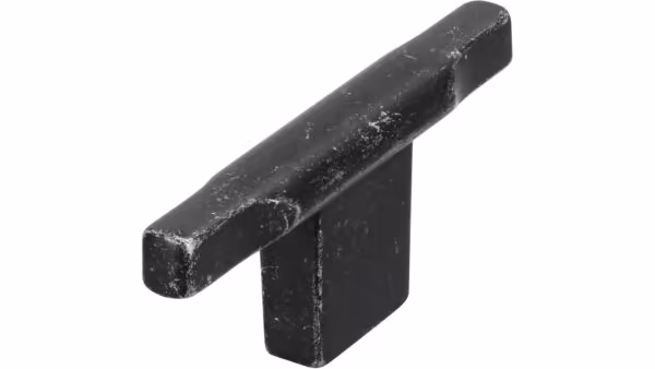 Knopf Leingarten Druckguss eisenfarbig getrommelt matt - 70 mm lang  vor weißem Hintergrund