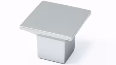 Knopf Linsengericht Kunststoff metallisiert - chrom - 36 mm lang  vor weißem Hintergrund