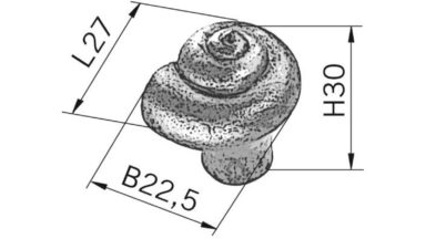 Knopf Lohfelden Kunststoff altsilberfarbig - 27 mm lang  vor weißem Hintergrund