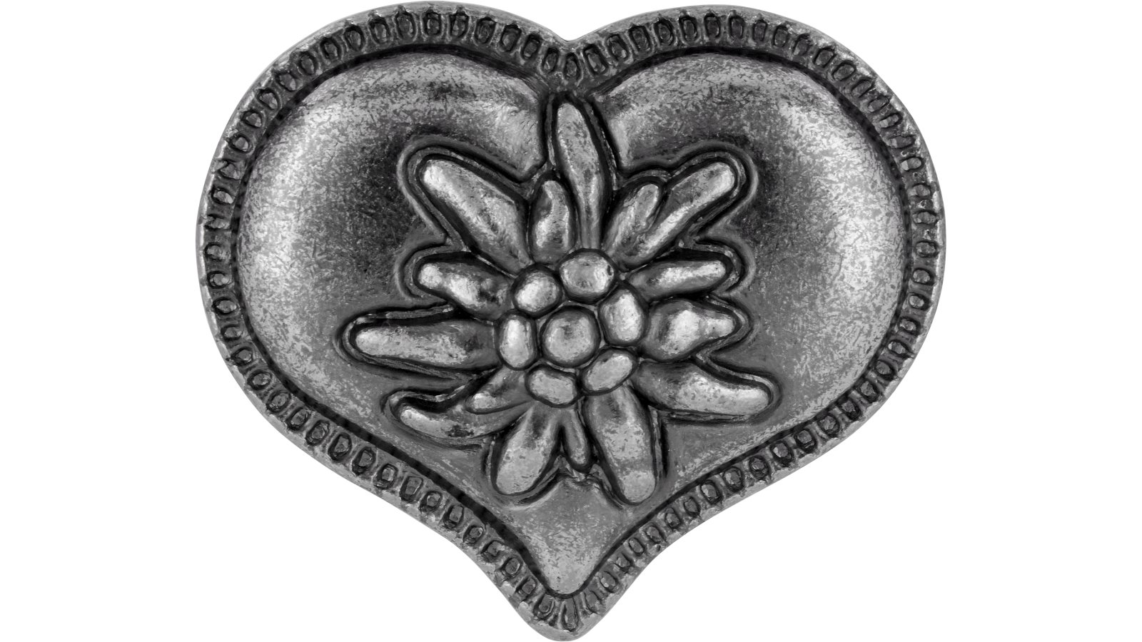 Knopf Lohmar Druckguss altsilberfarbig - 44 mm lang  vor weißem Hintergrund