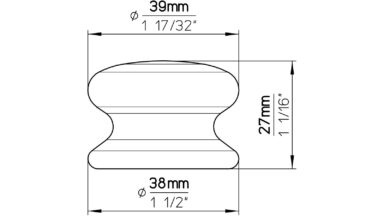 Knopf Lorch Keramik weiß - 39 mm lang  vor weißem Hintergrund