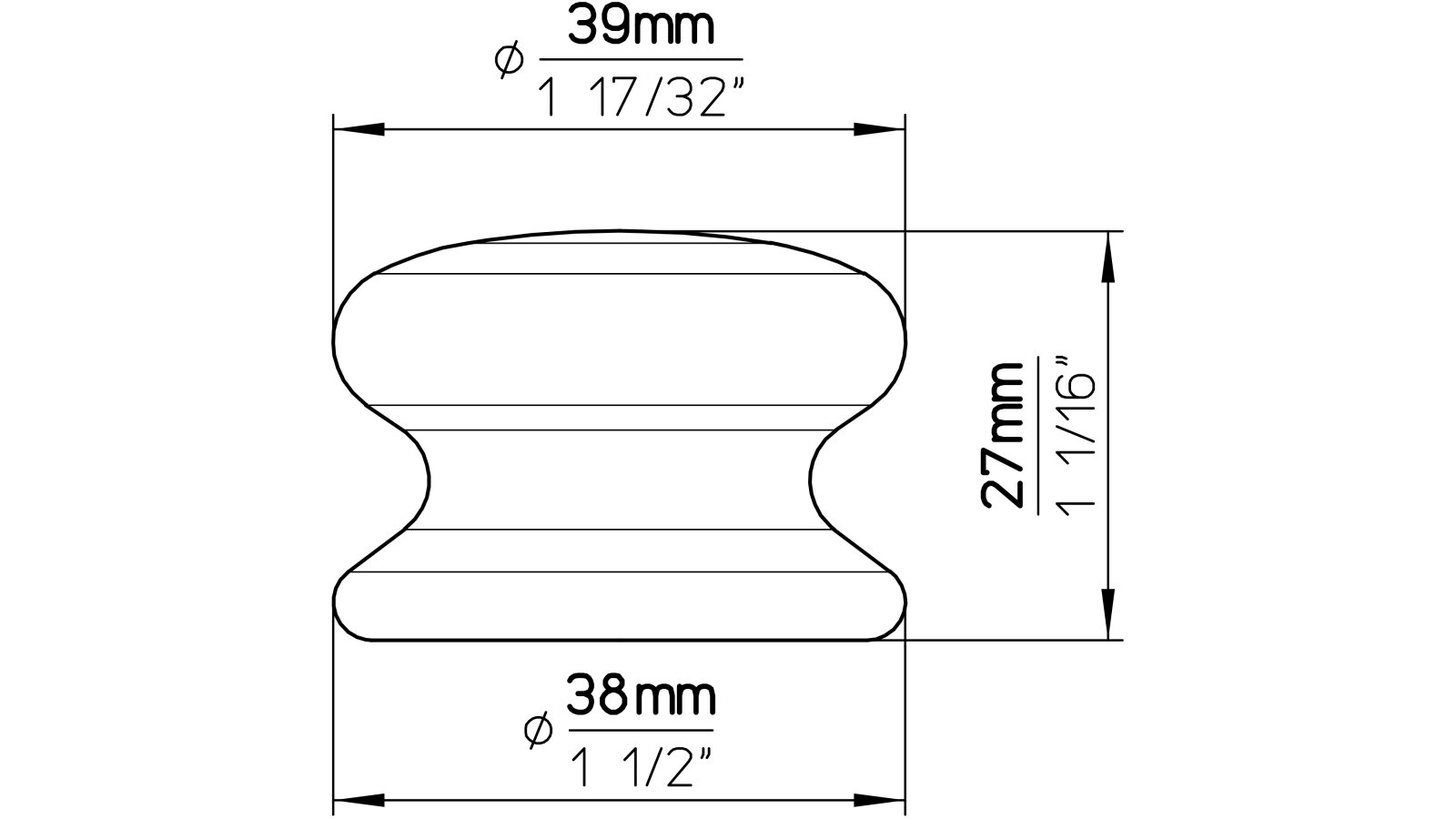 Knopf Lorch Keramik weiß - 39 mm lang  vor weißem Hintergrund