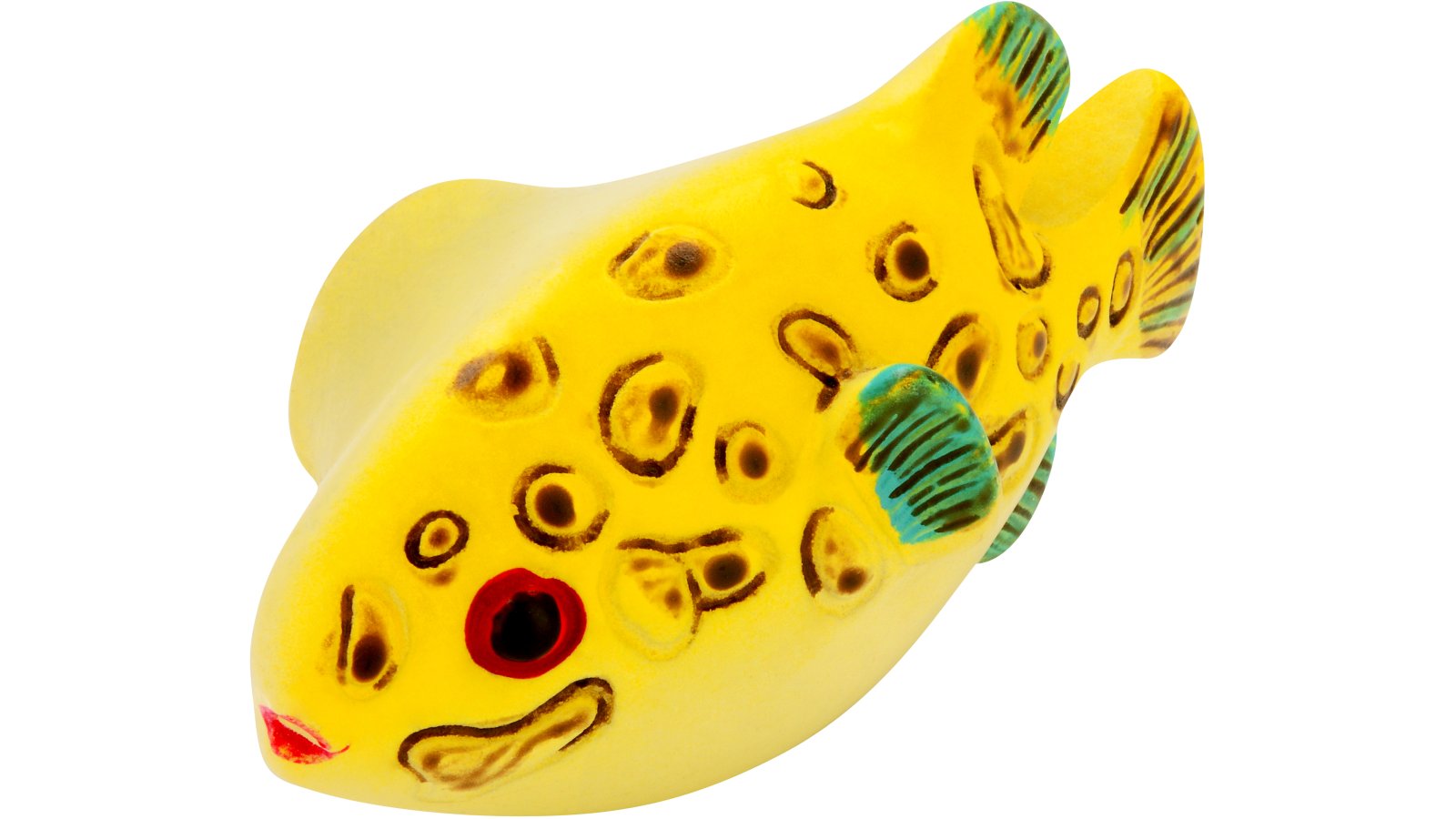 Knopf Mainz-Kostheim Kunststoff bunt - 57 mm lang  vor weißem Hintergrund