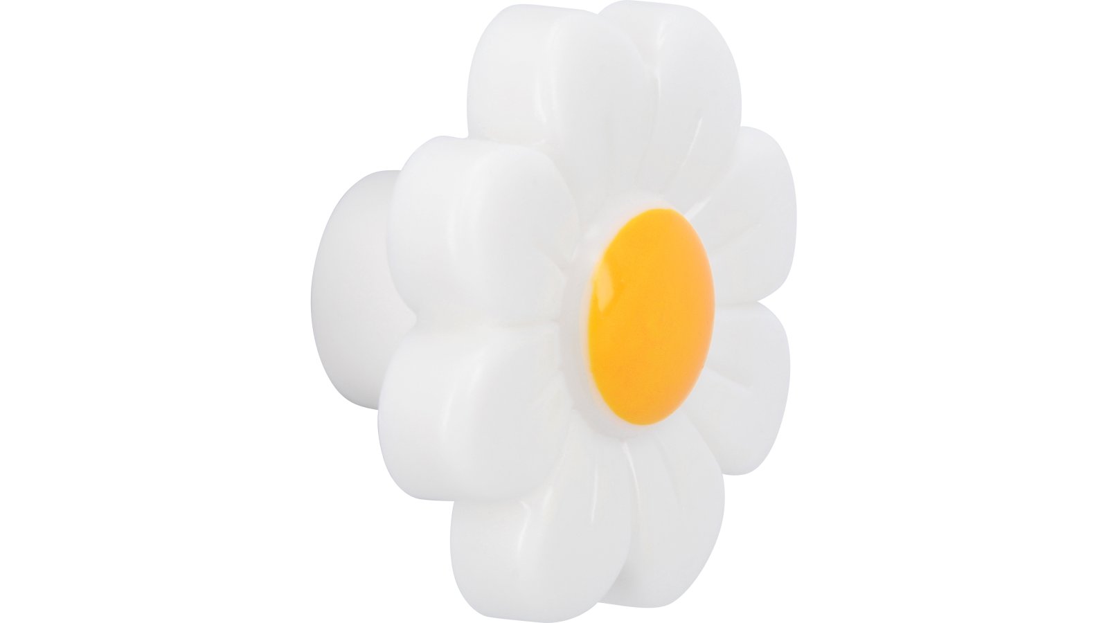 Knopf Markanstädt Kunststoff weiß-gelb - 36 mm lang  vor weißem Hintergrund