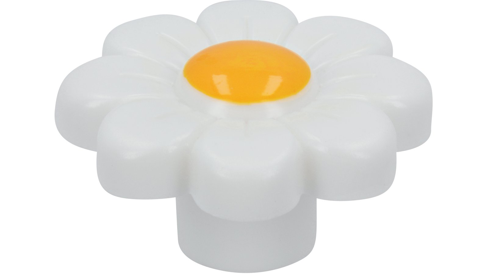 Knopf Markanstädt Kunststoff weiß-gelb - 36 mm lang  vor weißem Hintergrund