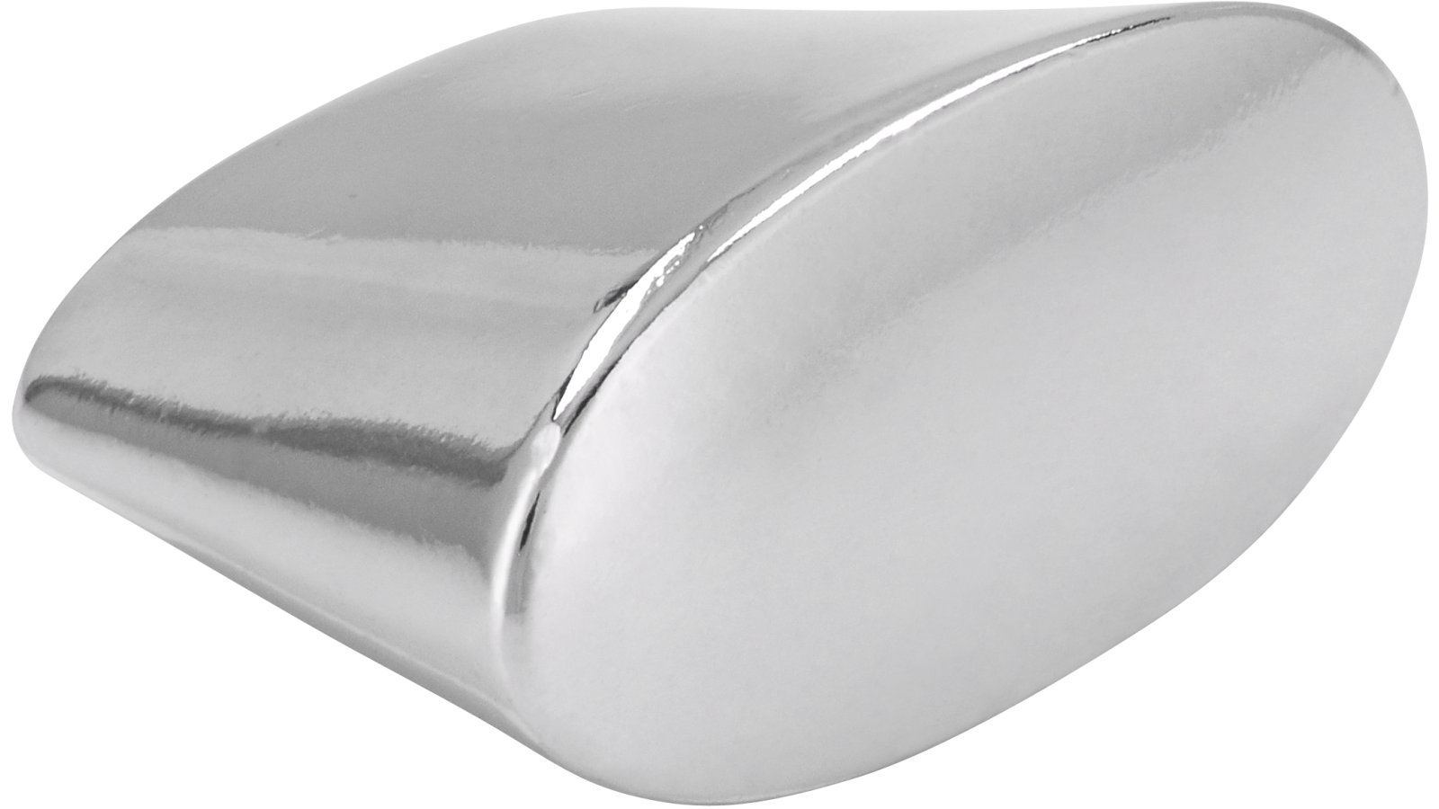 Knopf Melle Druckguss chrom glänzend - 28 mm lang  vor weißem Hintergrund