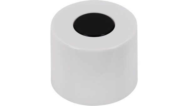 Knopf Meschede Kunststoff weiß schwarz - 30 mm lang vor weißem Hintergrund