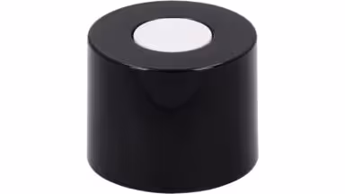 Knopf Meschede Kunststoff schwarz weiß - 30 mm lang vor weißem Hintergrund