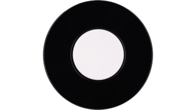 Knopf Meschede Kunststoff schwarz weiß - 30 mm lang  vor weißem Hintergrund