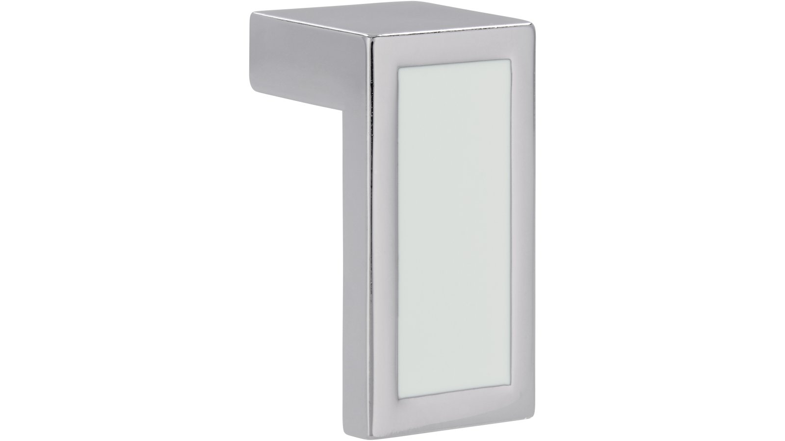 Knopf Mittweida Druckguss chrom glänzend weiß - 40 mm lang vor weißem Hintergrund