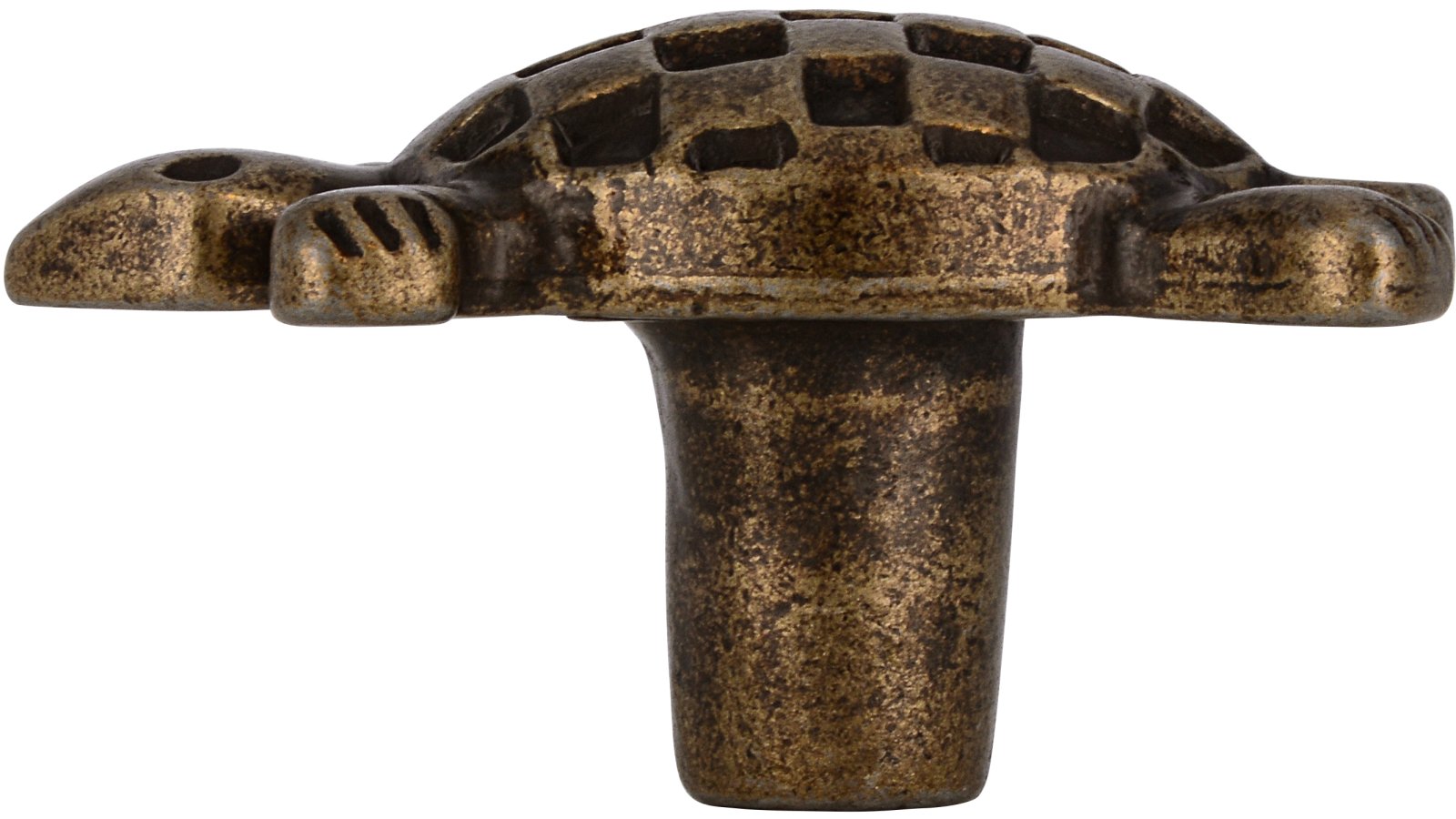 Moebelknopf-Moerfelden-Walldorf-brueniert-messing-Messing-Zinkdruckguss-laenge-48-427630-stehend Knopf Mörfelden-Walldorf Druckguss altmessingfarbig brüniert getrommelt - 48 mm lang vor weißem Hintergrund