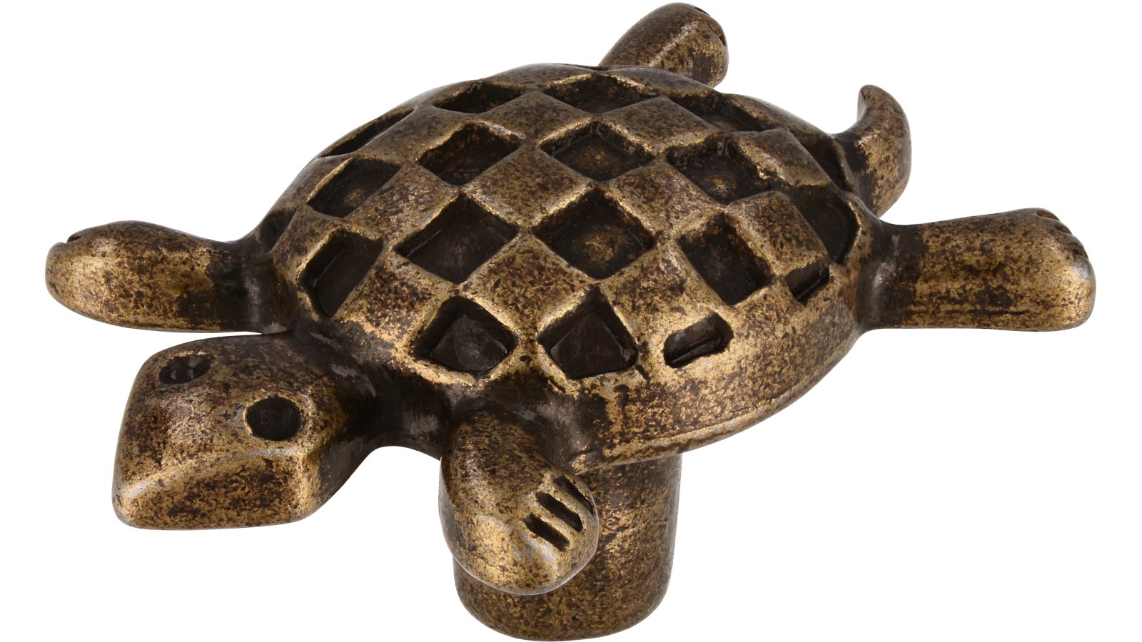 Moebelknopf-Moerfelden-Walldorf-brueniert-messing-Messing-Zinkdruckguss-laenge-48-427630 Knopf Mörfelden-Walldorf Druckguss altmessingfarbig brüniert getrommelt - 48 mm lang vor weißem Hintergrund