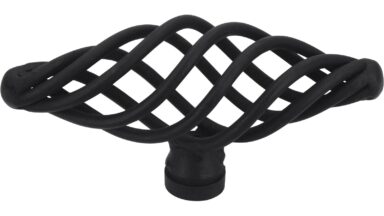 Knopf Mühlacker Stahl schwarz matt pulverbeschichtet - 74 mm lang vor weißem Hintergrund