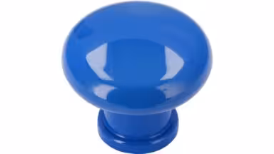 Knopf Münster Kunststoff brilliantblau - 32 mm lang  vor weißem Hintergrund