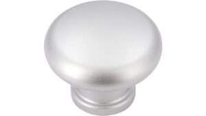 Knopf Münster Kunststoff metallisiert weißaluminium - 40 mm lang  vor weißem Hintergrund