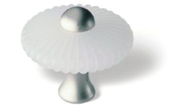 Knopf Neustadt Kunststoff-Druckguss glaseffekt matt natur matt vernickelt - 32 mm lang vor weißem Hintergrund