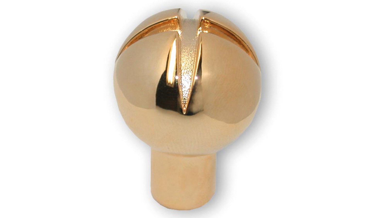 Knopf Neustrelitz Druckguss vergoldet - 22 mm lang  vor weißem Hintergrund