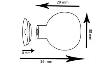 Knopf Neutraubling Zamak Porzellan schwarz - 30 mm lang  vor weißem Hintergrund