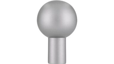 Knopf Nidderau Aluminium silber natur matt - 16 mm lang  vor weißem Hintergrund