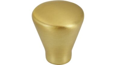 Knopf Oberursel Druckguss gold matt gebürstet - 24 mm lang vor weißem Hintergrund