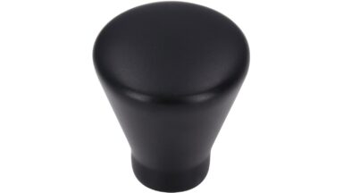 Knopf Oberursel Druckguss schwarz matt pulverbeschichtet - 24 mm lang vor weißem Hintergrund
