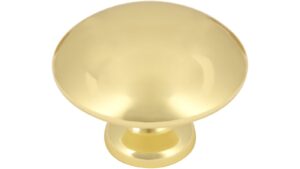 Knopf Offenbach Druckguss glänzend vermessingt - 35 mm lang  vor weißem Hintergrund