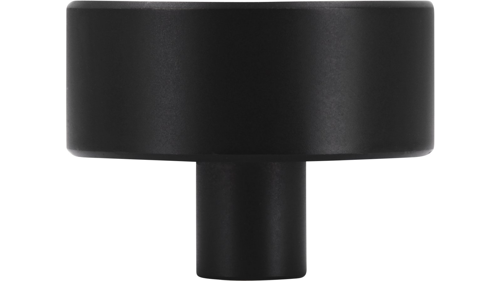 Knopf Oftersheim Aluminium schwarz matt pulverbeschichtet - 33 mm lang  vor weißem Hintergrund